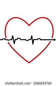 Heart rate graphic. Vector illustration. (Electrocardiogram or ECG) heart