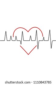 Heart rate graphic. Vector illustration. (Electrocardiogram or ECG)