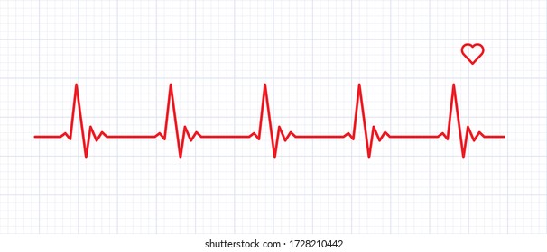 Heart rate graphics. Vector illustration.. Electrocardiogram. Heartbeat Cardiogram Icon Vector Logo Template. illustration of medical electrocardiogram - ECG on chart paper