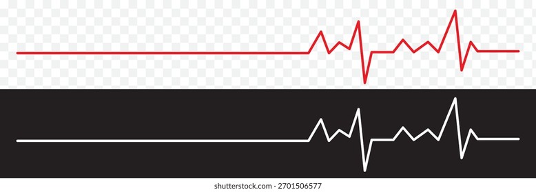 Gráficos de frequência cardíaca. Ilustração vetorial.. Eletrocardiograma. Heartbeat Cardiogram Icon Vetor Logo Template. ilustração de eletrocardiograma médico - ECG em papel gráfico. Ilustração vetorial. EPS10