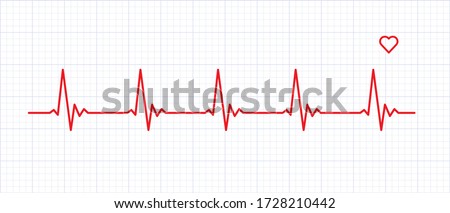 Heart rate graphics. Vector illustration.. Electrocardiogram. Heartbeat Cardiogram Icon Vector Logo Template. illustration of medical electrocardiogram - ECG on chart paper