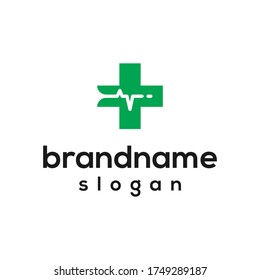 heart rate health logo design vector