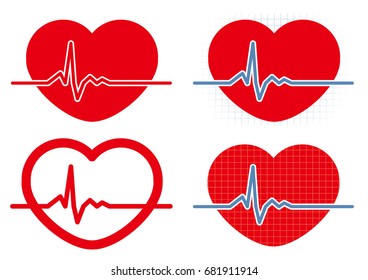 Heart rate icon 4-types / Vector material of logo type