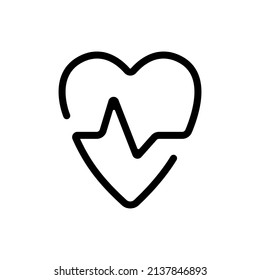 Heart rate icon. Cardiogram. A single heartbeat. Illustration of health and medicine. Modern simple design. Icon, sign or logo. Isolated on a white background. Vector graphics
