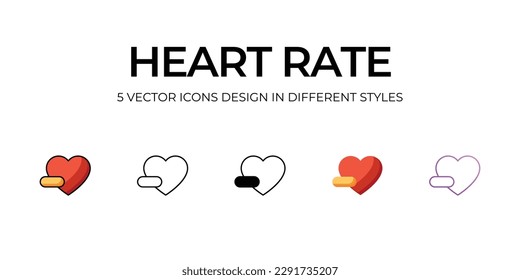 Diseño de iconos de frecuencia cardíaca en estilo Cinco con pulsación editable. Línea, Sólido, Línea plana, Color de tono Duo y Línea de degradado de color. Adecuado para diseño de páginas Web, aplicaciones móviles, UI, UX y GUI.