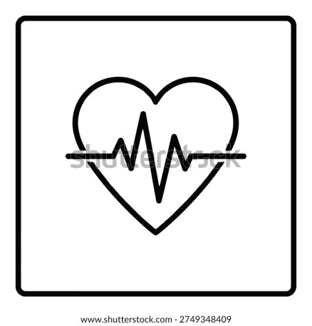 Heart rate icon with electrocardiogram line inside medical symbol icon