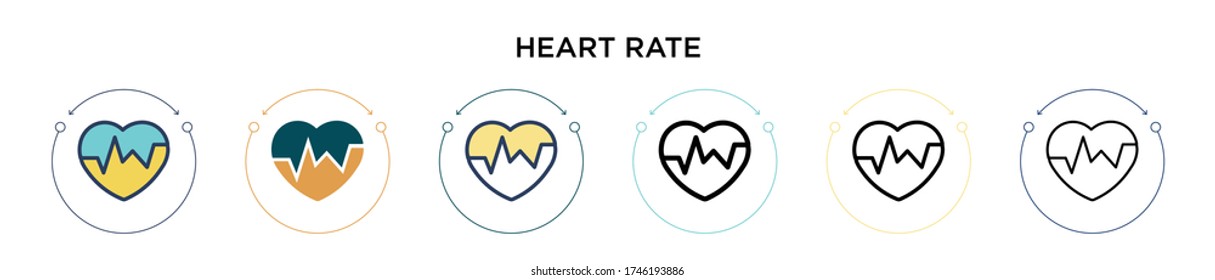 Symbol für Herzfrequenz in gefüllt, dünne Linie, Umriss und Strichstil. Vector Illustration von zwei farbigen und schwarzen Herz-Kreislauf-Symbole können für mobile, i, web-basierte