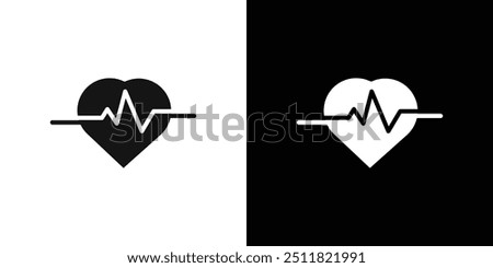 heart rate icon Flat fill set collection