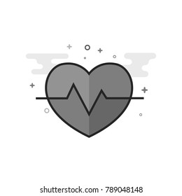 Heart rate icon in flat outlined grayscale style. Vector illustration.