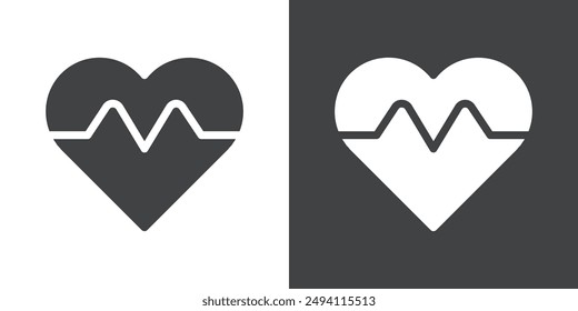 heart rate icon Flat set in black and white color outline vector