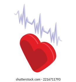 Icono de frecuencia cardíaca vector isométrico. Ataque de salud. Pulso de dolor