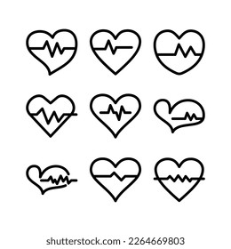 icono de frecuencia cardíaca o logotipo símbolo de signo aislado ilustración vectorial - iconos vectoriales de estilo negro de alta calidad
