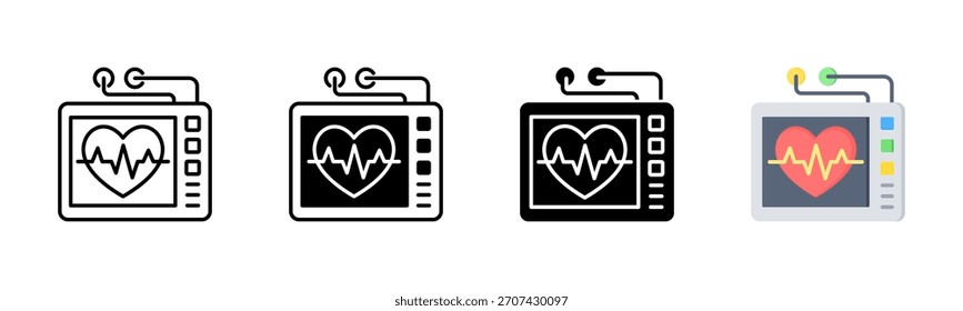 Icono de frecuencia cardíaca, conjunto de iconos de estilos múltiples