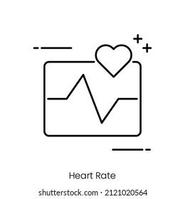 heart rate icon. Outline style icon design isolated on white background