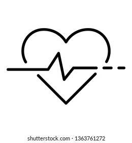 Heart rate icon. Outline heart rate vector icon for web design isolated on white background