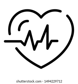 Heart rate icon. Outline heart rate vector icon for web design isolated on white background