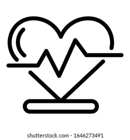 Heart rate icon. Outline heart rate vector icon for web design isolated on white background
