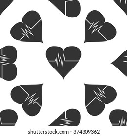 Heart Rate icon seamless pattern on white background. Vector Illustration