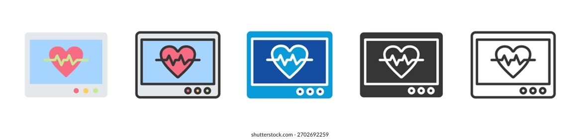 Herzfrequenz-Icon-Set Multi-Style verschiedene Kollektion