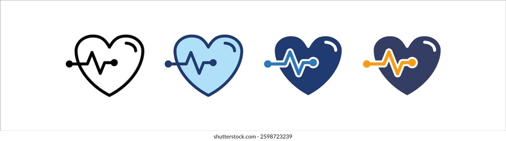 Heart Rate Icon Set Multiple Style Collection