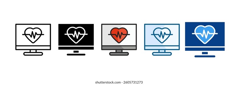 Heart Rate Icon Set Multiple Style Collection