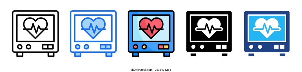 Heart Rate Icon Set Multiple Style Collection