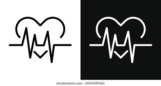 Heart Rate Icon Set. Pulse and heartbeat line art for health-themed designs.