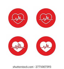 Heart rate icon with shadow. Cardiology and health monitoring symbol