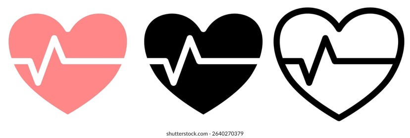 heart rate icon, simple flat style, vector illustration, symbol, design logo template pictogram, for ui or ux isolated on white for mobile app, editable
