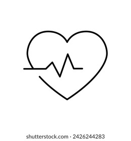 Heart rate icon. Simple outline style. Heart pulse, electrocardiogram, healthcare and medical concept. Thin line symbol. Vector illustration isolated.