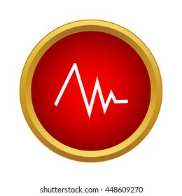 Heart rate icon in simple style in red circle. Medical symbol