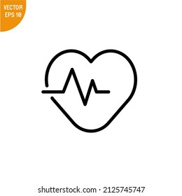 Heart rate icon single simple vector illustration, good for all purposes,  Isolated on white background.
