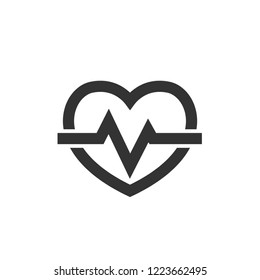 Heart rate icon in thick outline style. Black and white monochrome vector illustration.