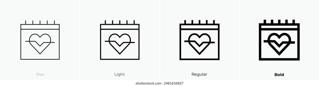 icono de frecuencia cardíaca. Diseño de estilo fino, ligero, regular y audaz aislado sobre fondo blanco