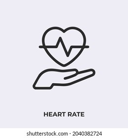 Heart Rate Icon Vector. Linear Style Sign For Mobile Concept And Web Design. Heart Rate Symbol Illustration. Pixel Vector Graphics - Vector.