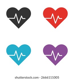 Heart rate icons in different colors on white background