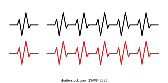 Vector de iconos de frecuencia cardíaca. Pulso, ritmo cardíaco, icono de la línea del latido sobre fondo blanco. Ilustración del vector