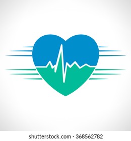 Heart rate isolated over white background. 