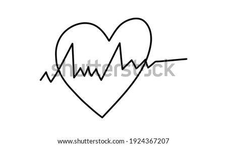 Heart rate isolated. Vector hand drawn illustration in doodle style