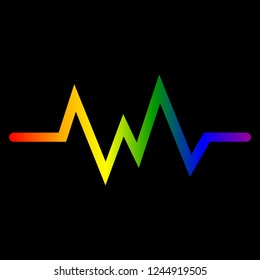 Heart rate, LGBT flag colors, black background, vector