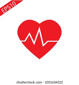heart rate for life support vector with red heart for health and relationship