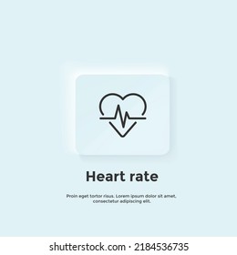 Icono de línea de frecuencia cardíaca, botón de estilo neumórfico. Diseño del icono de la interfaz de usuario del vector.  Neumorfismo.  Icono de línea de vector para negocios y publicidad