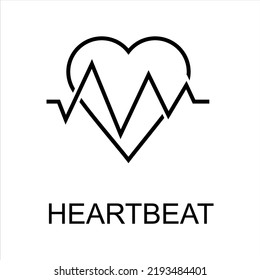 Heart rate line icon. Heart pulse, electrocardiogram icon. Heartbeat linear sign isolated on white background. Solid illustration in the field of healthcare and medicine. vector eps 10