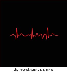 Heart rate line vector with black background