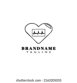 heart rate logo cartoon design icon black modern isolated vector illustration