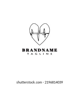 heart rate logo cartoon design icon black modern isolated vector illustration