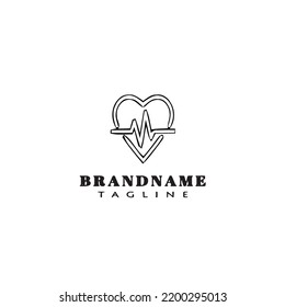 icono de diseño de logotipo de frecuencia cardíaca imagen vectorial aislada negra