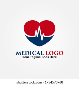Heart Rate Logo Design Template. Vector Illustration.