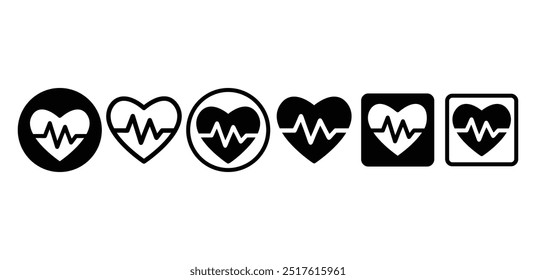 Herzfrequenz Liebe Form Vektor Symbol Zeichen schwarz weiß Farbe einfach flach Illustration
