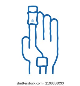 heart rate measurement tool on patient finger sketch icon vector. Hand drawn blue doodle line art heart rate measurement tool on patient finger sign. isolated symbol illustration